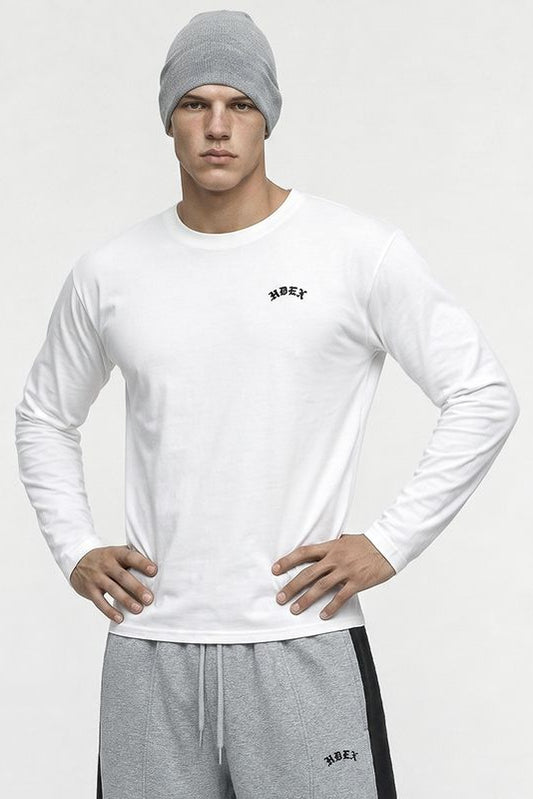 HDEX Baju Korea Olahraga Natural Body Fit Long Sleeve White Pria Fitness