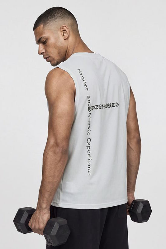 HDEX Baju Korea Olahraga Old Legacy Sorona Mesh Sleeveless Ash Cream Pria Fitness