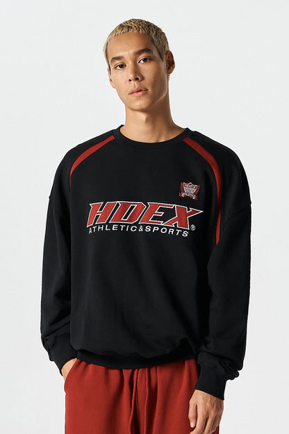 HDEX Origin Baju Korea Olahraga Color Block Sweat Shirt Black Pria Fitness