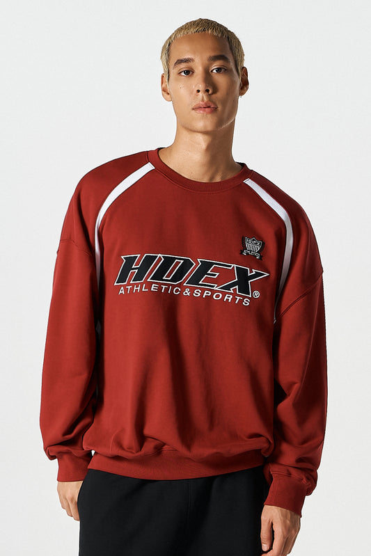 HDEX Baju Korea Olahraga Origin Color Block Sweat Shirt Cherry Red Pria Fitness