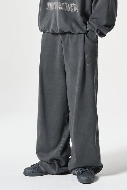 HDEX Celana Korea Olahraga Pigment Wide Sweat Pants Charcoal Pria Fitness