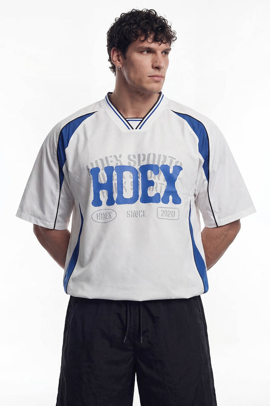 HDEX Baju Korea Olahraga Reverse Double Layer Half Jersey Short Sleeve White Pria Fitness