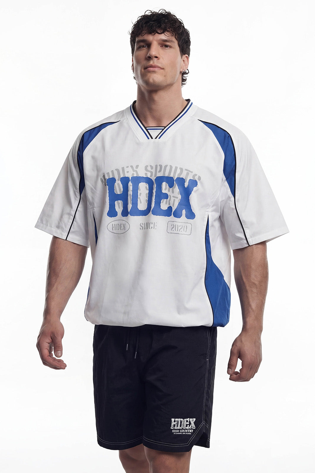 HDEX Baju Korea Olahraga Reverse Double Layer Half Jersey Short Sleeve White Pria Fitness