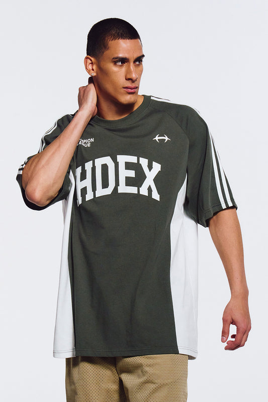 HDEX Side Color Block Short Sleeve Khaki