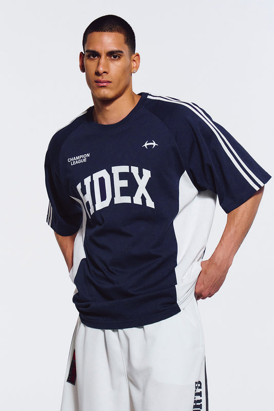 HDEX Side Color Block Short Sleeve Navy