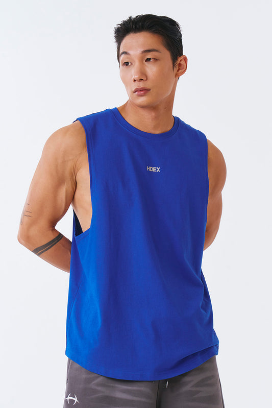 HDEX Silver Main Logo Round Sleeveless Cobalt Blue