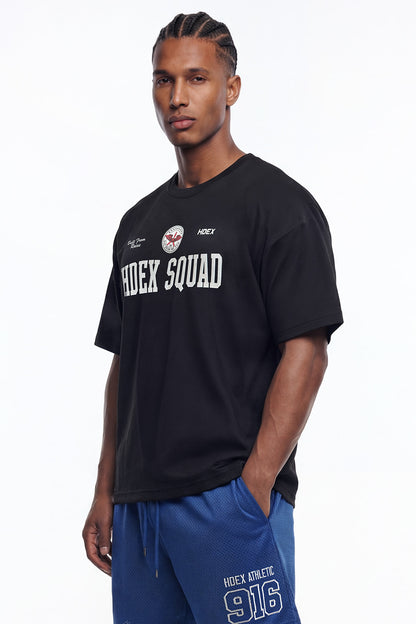 HDEX Baju Korea Olahraga Squad Short Sleeve Black Pria Fitness