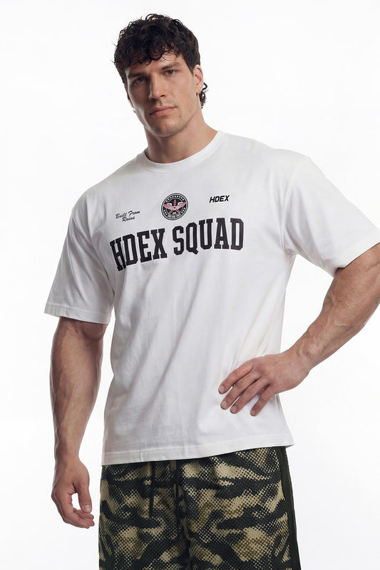 HDEX Baju Korea Olahraga Squad Short Sleeve White Pria Fitness