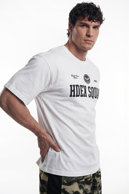 HDEX Baju Korea Olahraga Squad Short Sleeve White Pria Fitness