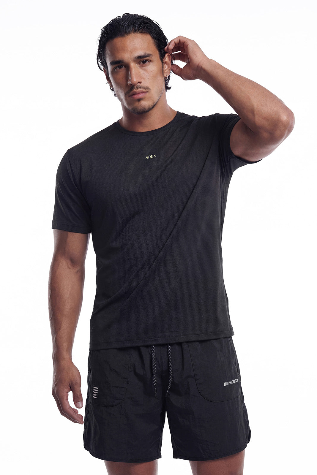 HDEX Baju Korea Olahraga Velo Light Short Sleeve Black Pria Fitness