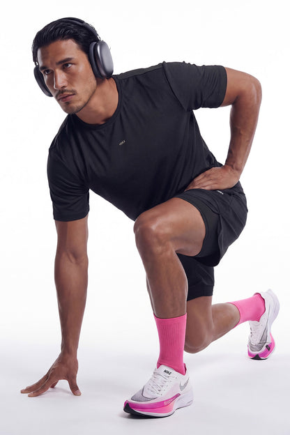 HDEX Baju Korea Olahraga Velo Light Short Sleeve Black Pria Fitness