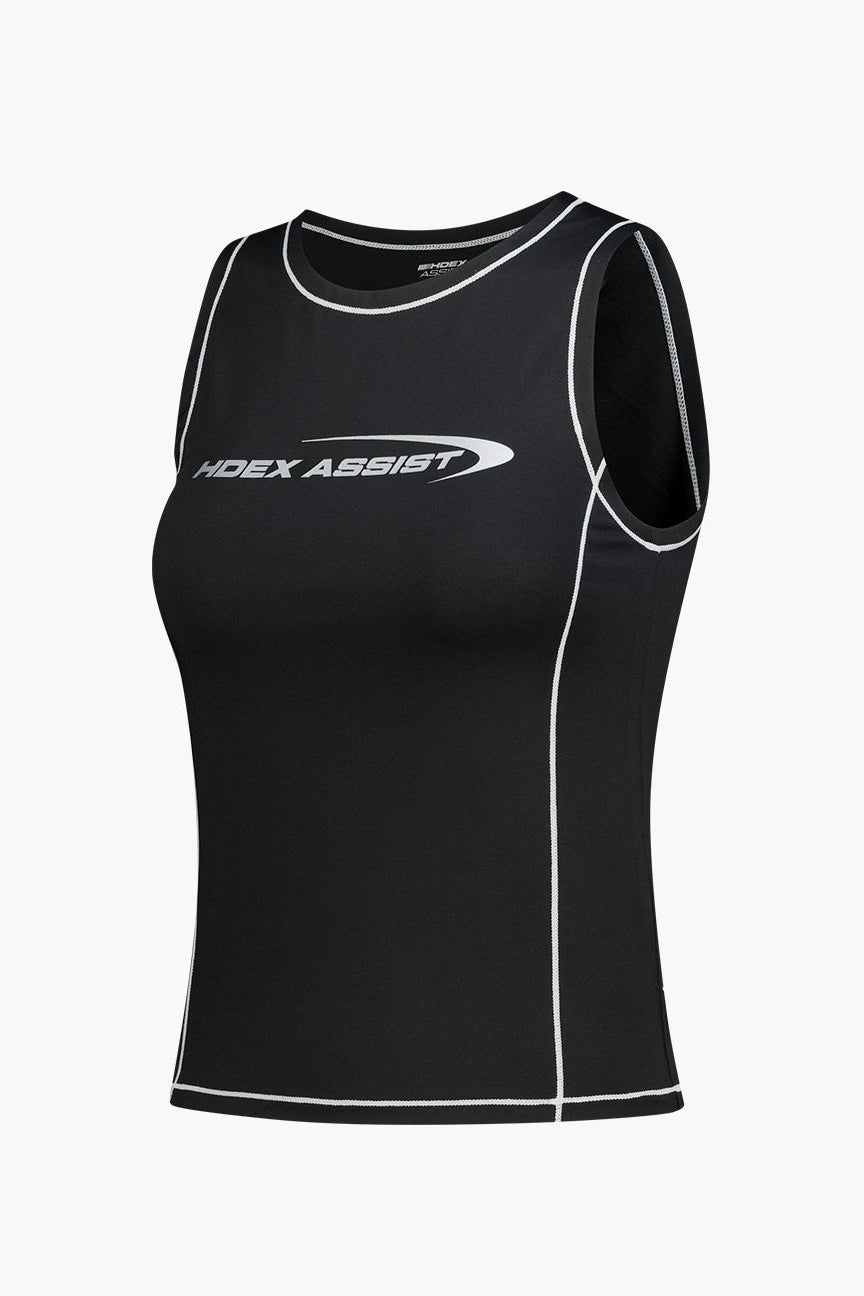 HDEX Baju Korea Olahraga Womens Assist Contrast Tank Top Black Wanita Fitness