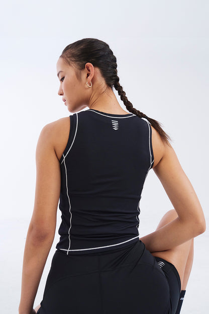 HDEX Baju Korea Olahraga Womens Assist Contrast Tank Top Black Wanita Fitness