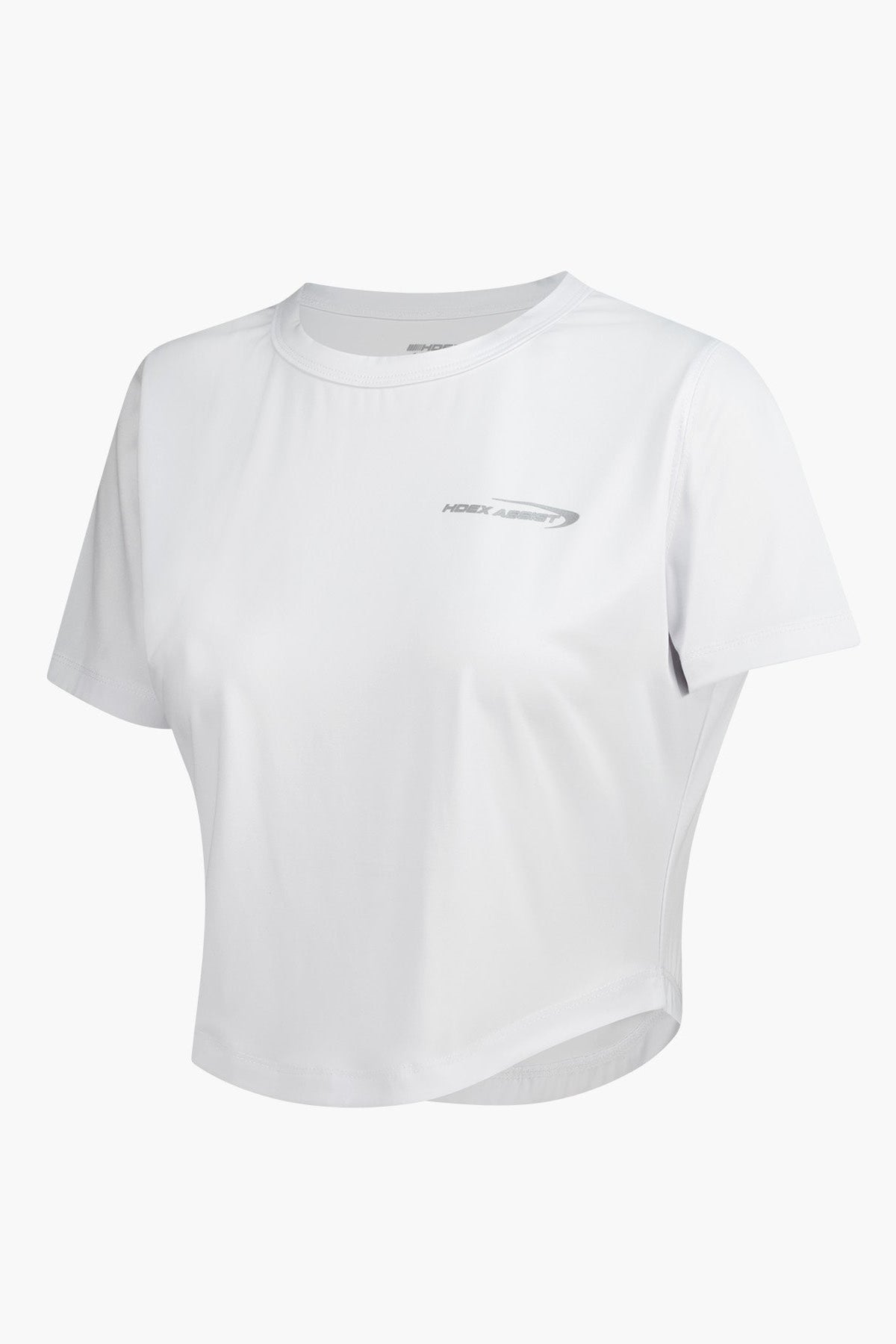 HDEX Baju Korea Olahraga Womens Assist Curved Hem Crop Short Sleeve White Wanita Fitness