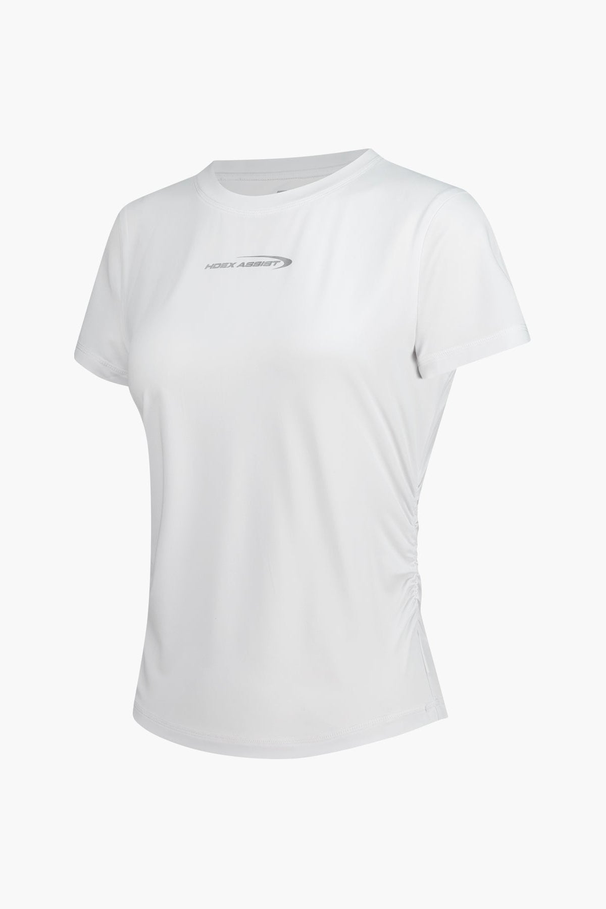 HDEX Baju Korea Olahraga Womens Assist Shirring Short Sleeve White Wanita Fitness