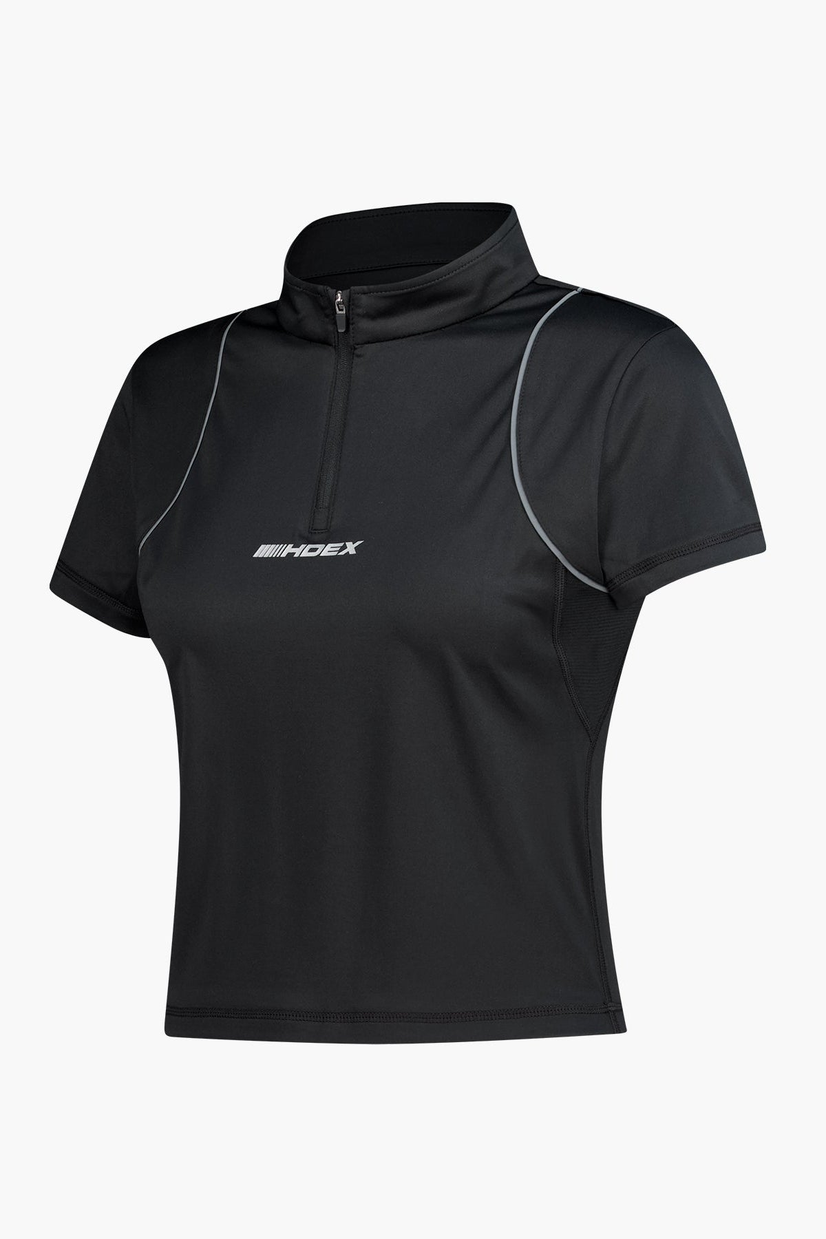 HDEX Baju Korea Olahraga Womens Assist Short Sleeve Half Zip Up Black Wanita Fitness