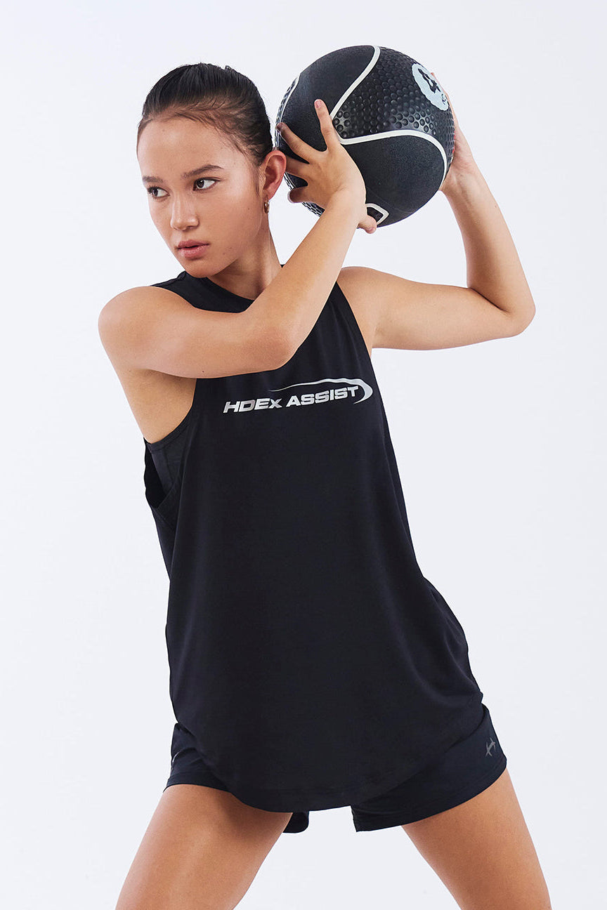 HDEX Baju Korea Olahraga Womens Assist Training Tank Top Black Wanita Fitness