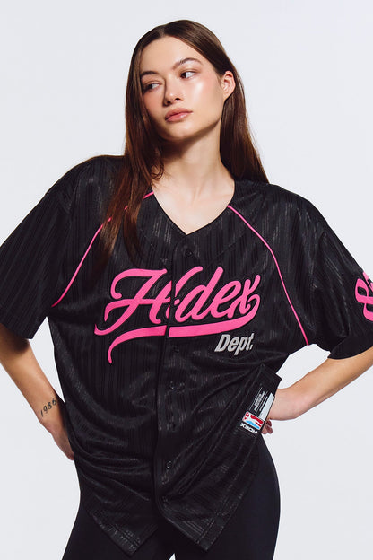 HDEX Baju Korea Olahraga Women`s Team Baseball Jersey Black Wanita Fitness
