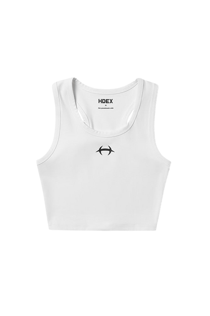 HDEX Womens Symbol Crop Tank Top White