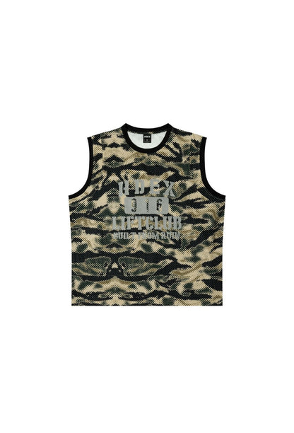 HDEX Baju Korea Olahraga Lift Camo Mesh Sleeveless Khaki Camo Pria Fitness