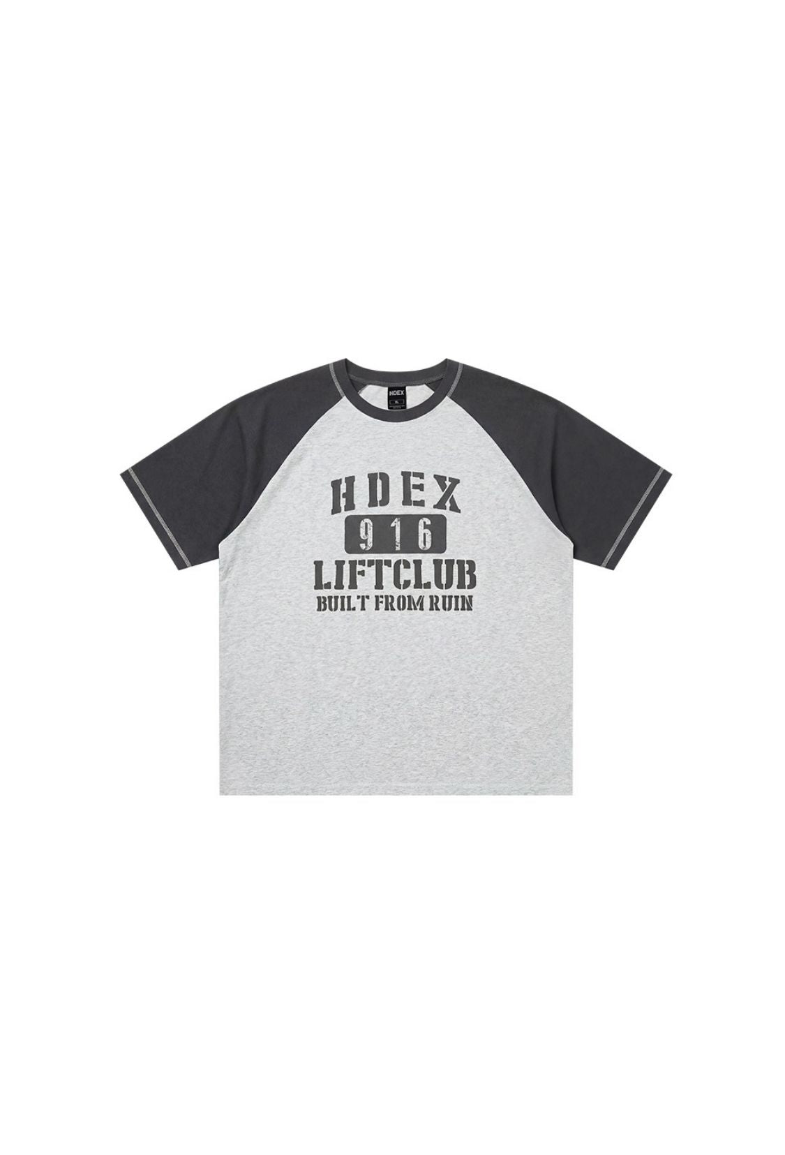 HDEX Baju Korea Olahraga Lift Stitch Raglan Short Sleeve Melange White Pria Fitness