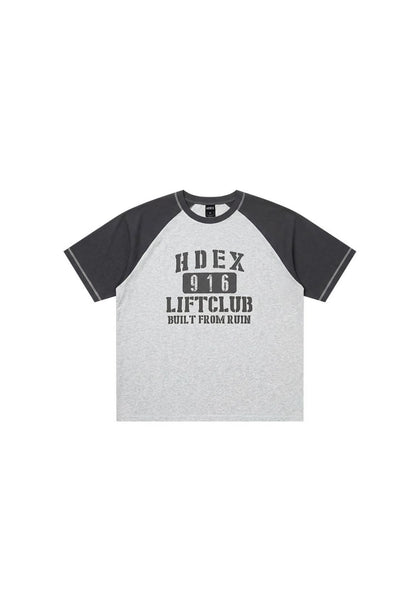 HDEX Baju Korea Olahraga Lift Stitch Raglan Short Sleeve Melange White Pria Fitness