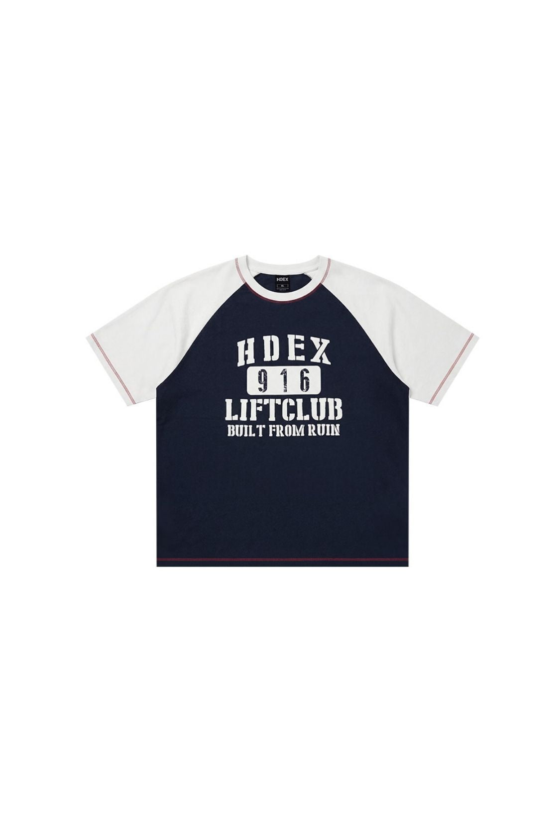 HDEX Baju Korea Olahraga Lift Stitch Raglan Short Sleeve Navy Pria Fitness