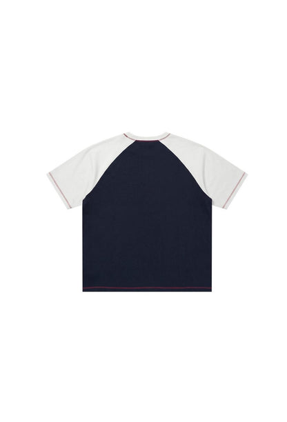 HDEX Baju Korea Olahraga Lift Stitch Raglan Short Sleeve Navy Pria Fitness