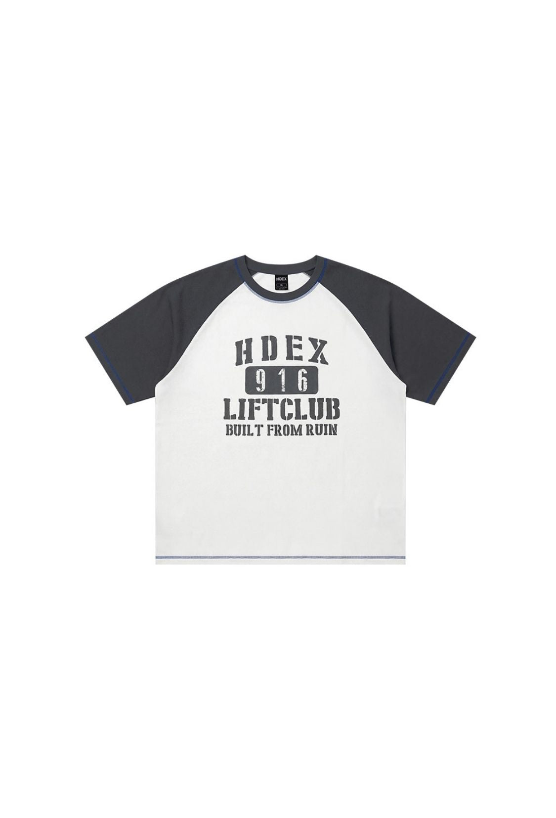 HDEX Baju Korea Olahraga Lift Stitch Raglan Short Sleeve White Pria Fitness