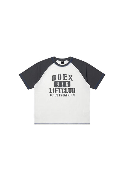 HDEX Baju Korea Olahraga Lift Stitch Raglan Short Sleeve White Pria Fitness