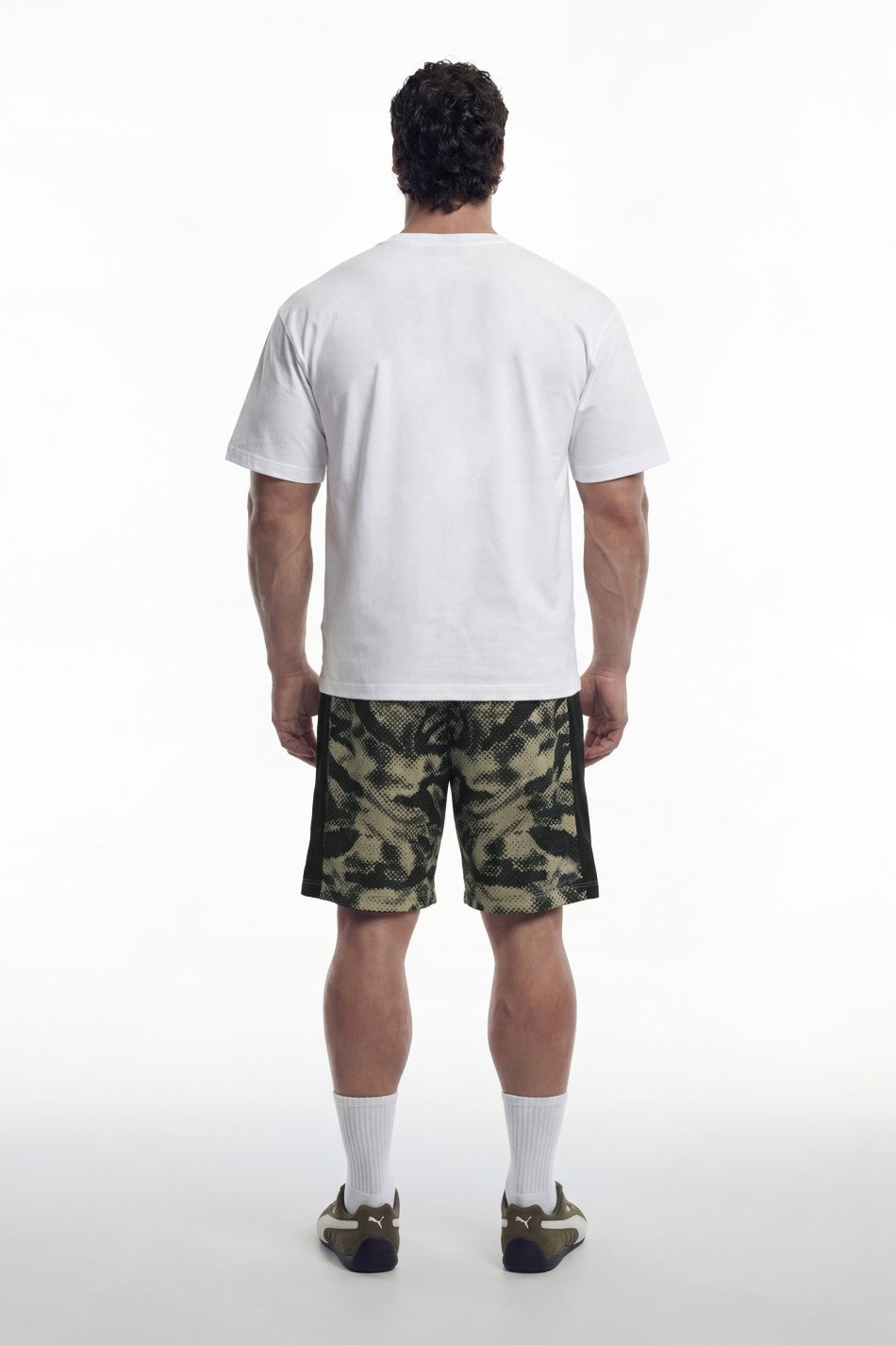 HDEX Celana Korea Olahraga Lift Camo Mesh Bermuda Shorts Khaki Camo Pria Fitness