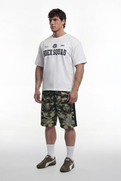 HDEX Celana Korea Olahraga Lift Camo Mesh Bermuda Shorts Khaki Camo Pria Fitness
