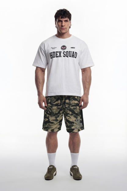 HDEX Celana Korea Olahraga Lift Camo Mesh Bermuda Shorts Khaki Camo Pria Fitness