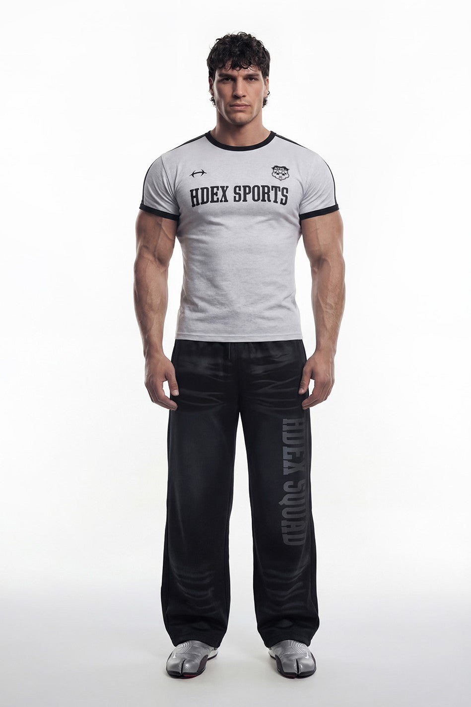 HDEX Baju Korea Olahraga Sporty Ringer Muscle Fit Short Sleeve Melange White Pria Fitness