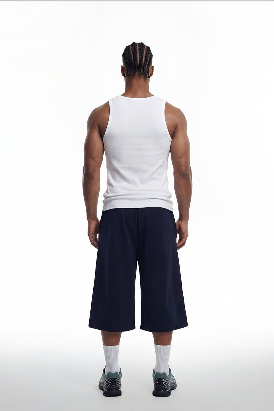 HDEX Celana Korea Olahraga Solid Bermuda Shorts Navy Pria Fitness