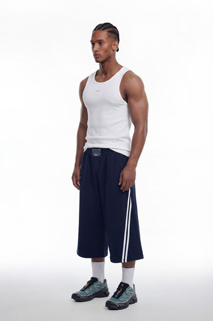 HDEX Celana Korea Olahraga Solid Bermuda Shorts Navy Pria Fitness