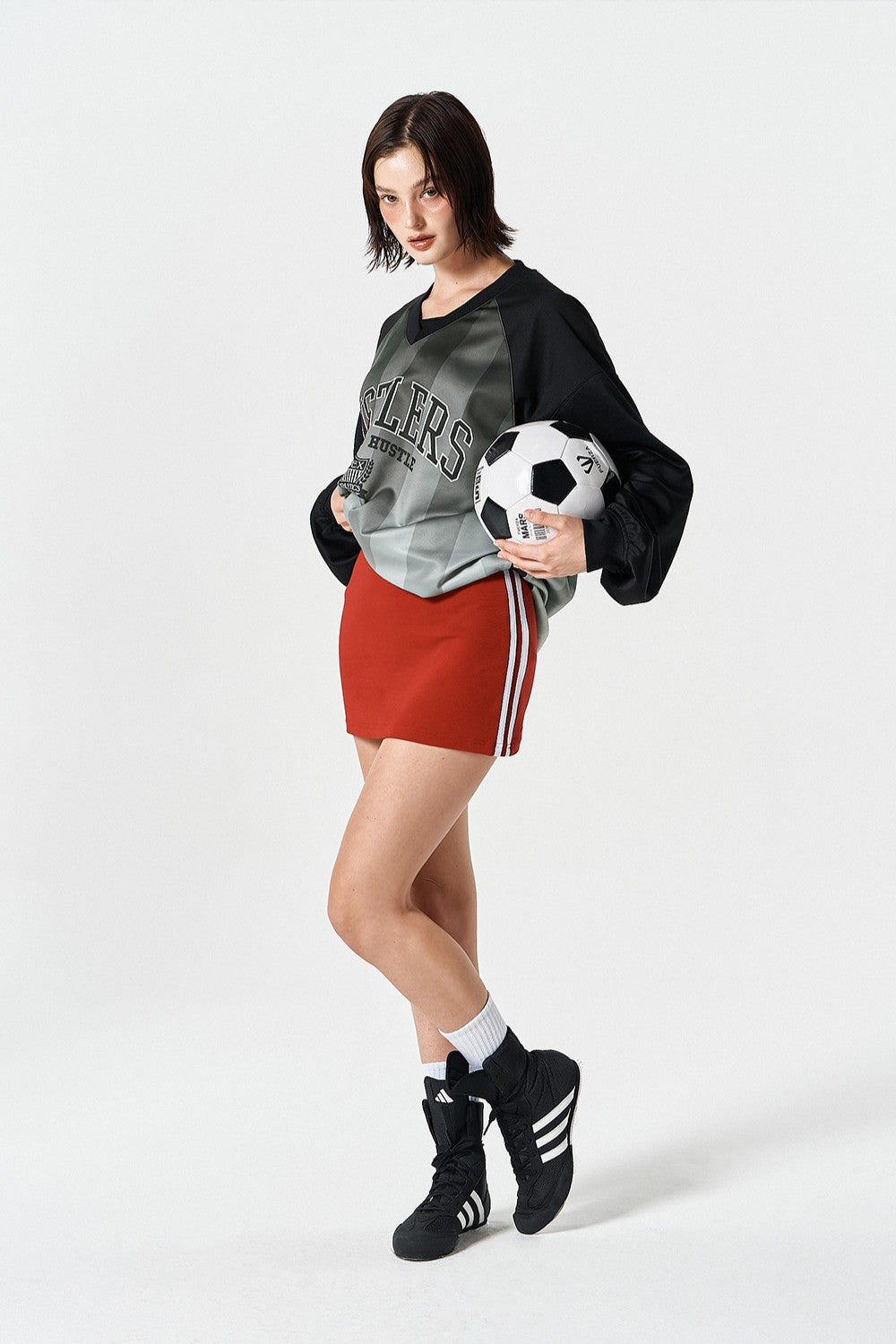 HDEX Baju Korea Olahraga Stripe Jersey Long Sleeve Black Pria Fitness
