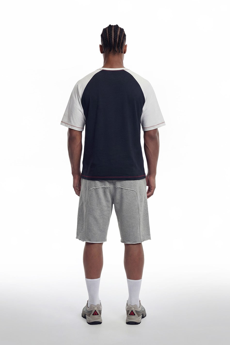 HDEX Celana Korea Olahraga Core Cut-Off Bermuda Sweat Shorts Melange Gray Pria Fitness