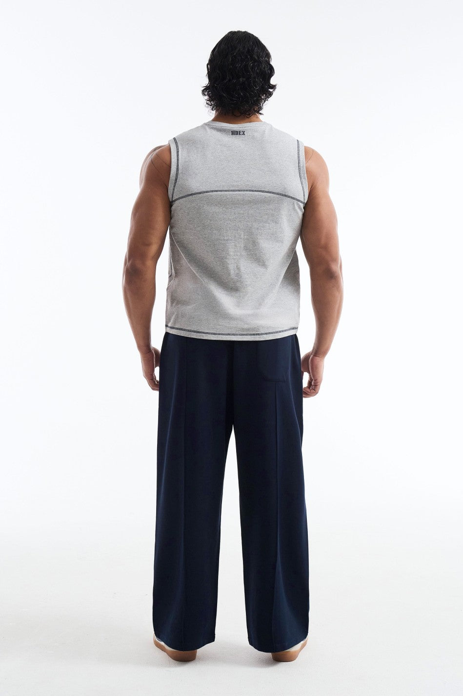HDEX Baju Korea Olahraga Mega Wide Sleeveless Melange Gray Pria Fitness