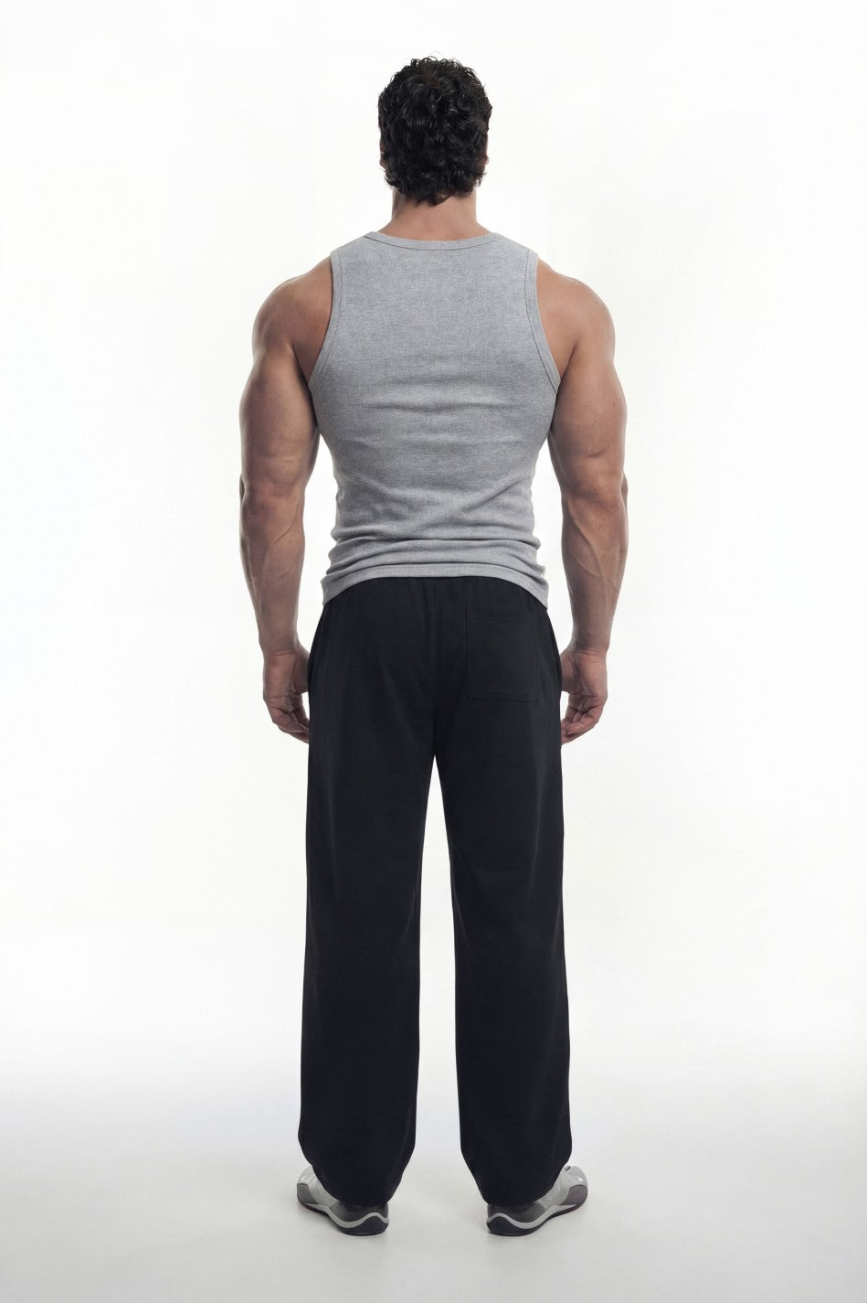 HDEX Baju Korea Olahraga Essential Ribbed Body Fit Tank Melange Gray Pria Fitness