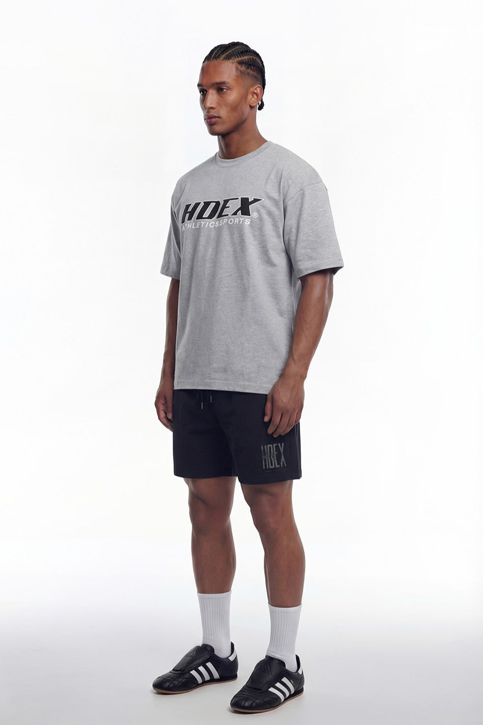 HDEX Baju Korea Olahraga Origin Short Sleeve Melange Gray Pria Fitness