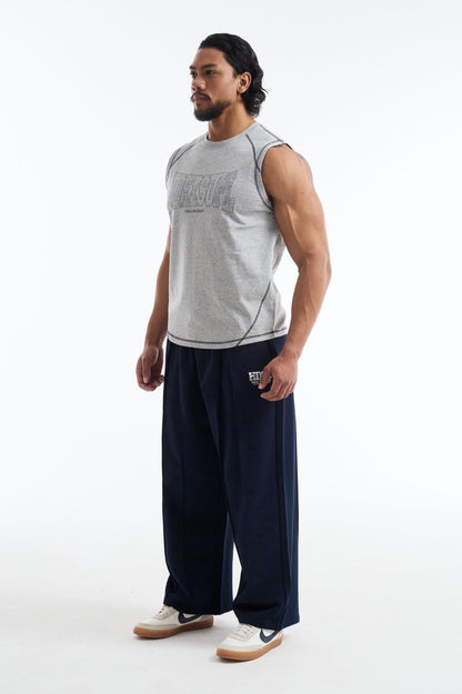 HDEX Baju Korea Olahraga Mega Wide Sleeveless Melange Gray Pria Fitness