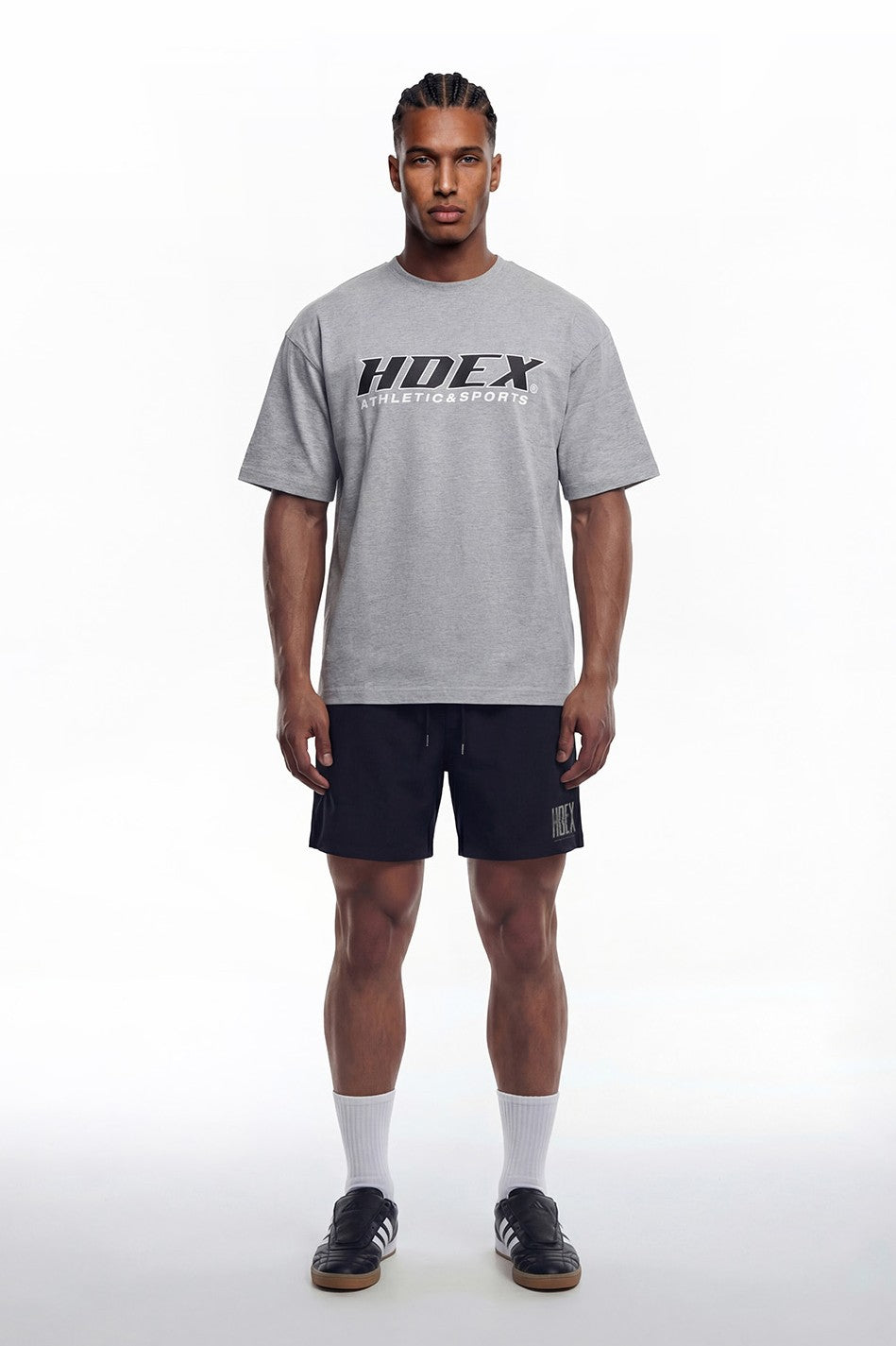 HDEX Baju Korea Olahraga Origin Short Sleeve Melange Gray Pria Fitness