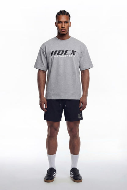 HDEX Baju Korea Olahraga Origin Short Sleeve Melange Gray Pria Fitness