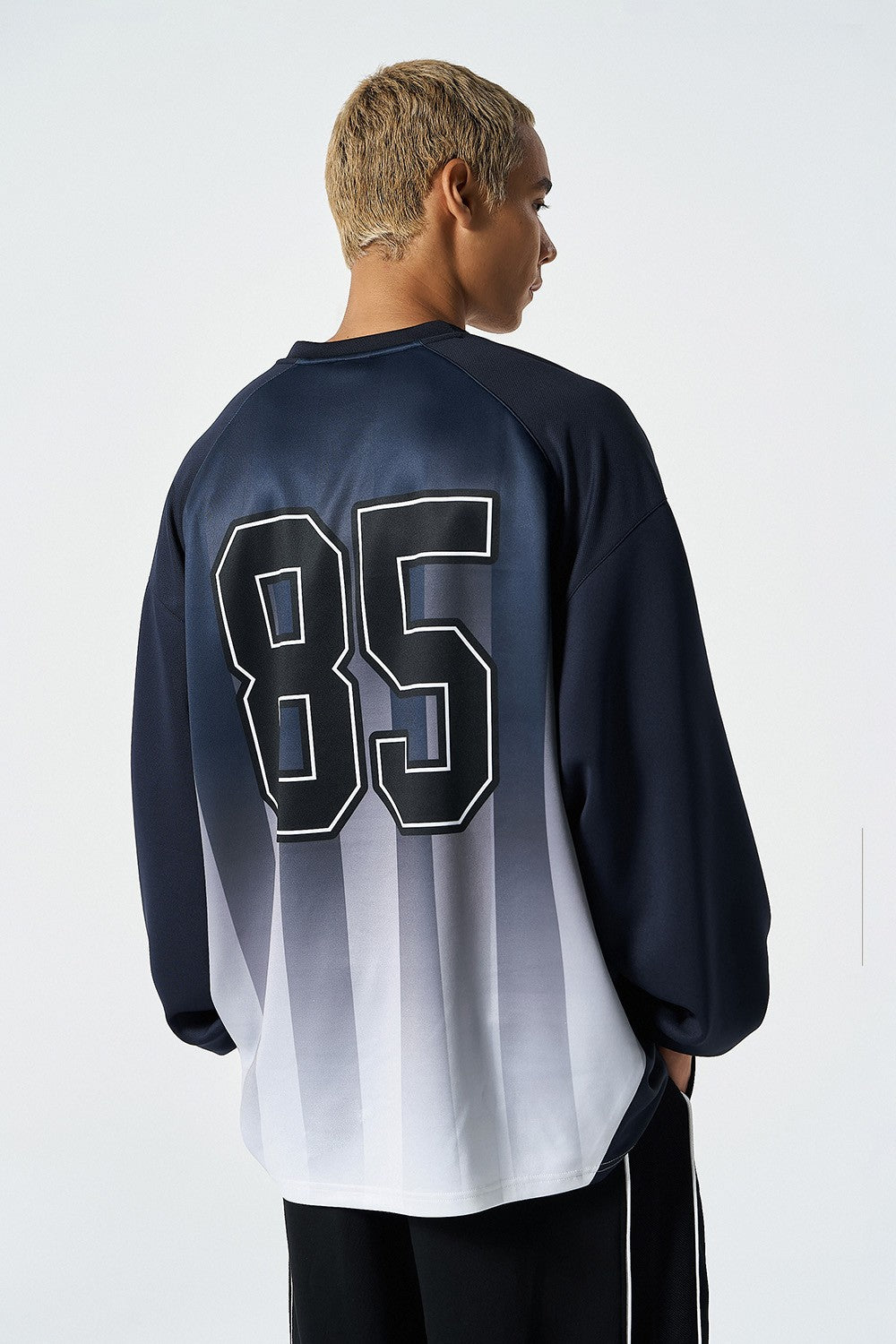 HDEX Baju Korea Olahraga Stripe Jersey Long Sleeve Navy Pria Fitness