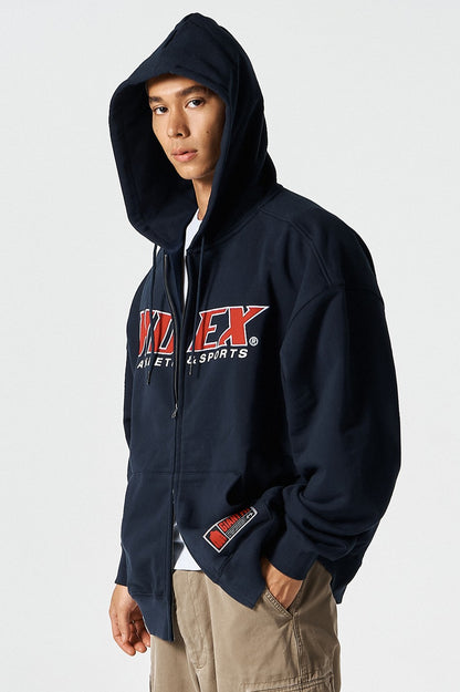 HDEX Baju Korea Olahraga Origin Giant Fit Hoodie Zip-Up Navy Pria Fitness