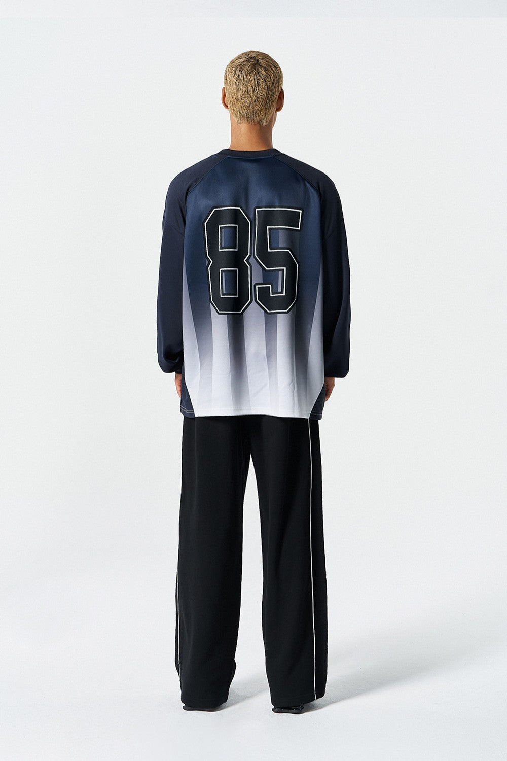 HDEX Baju Korea Olahraga Stripe Jersey Long Sleeve Navy Pria Fitness