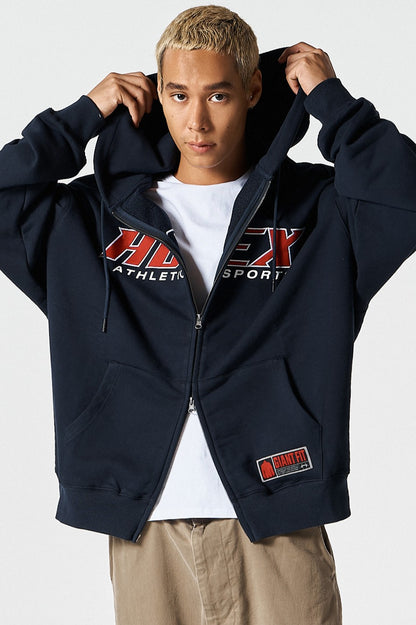 HDEX Baju Korea Olahraga Origin Giant Fit Hoodie Zip-Up Navy Pria Fitness