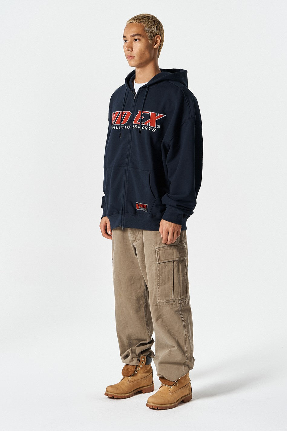 HDEX Baju Korea Olahraga Origin Giant Fit Hoodie Zip-Up Navy Pria Fitness