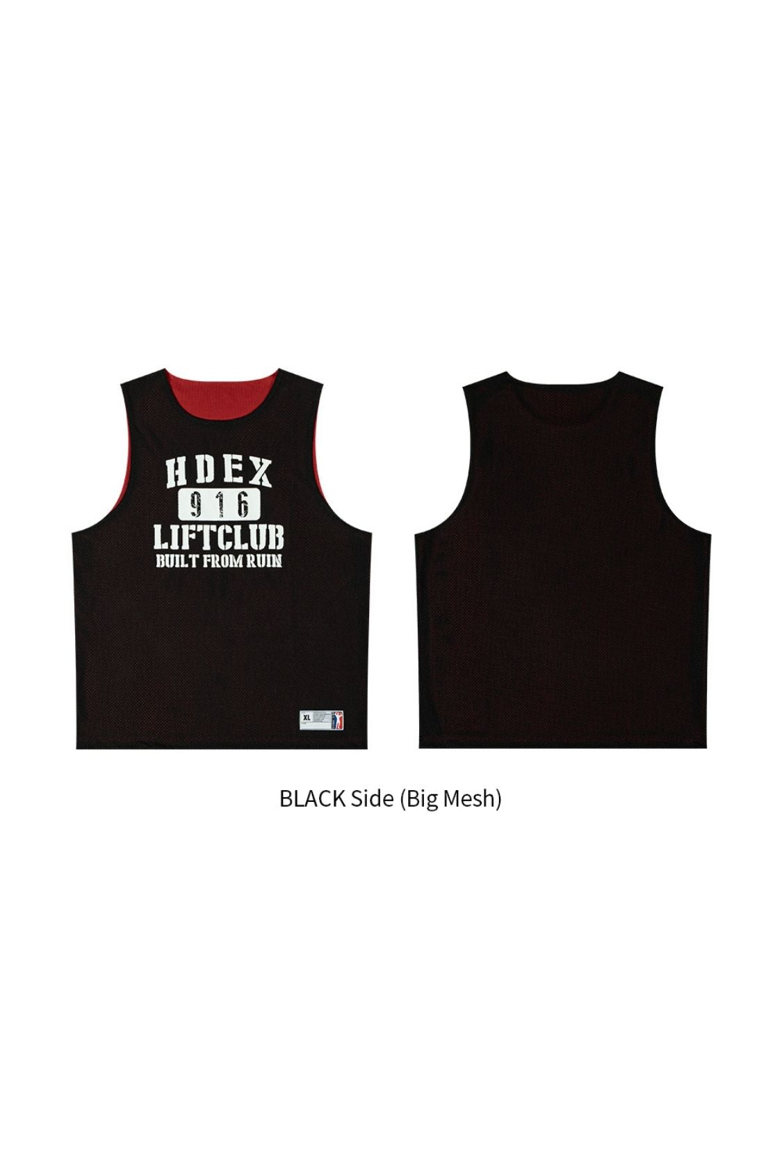 HDEX Baju Korea Olahraga Mesh Reversible Sleeveless Black Pria Fitness